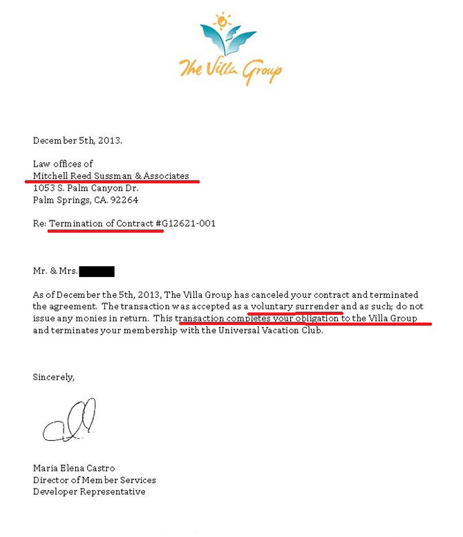 Timeshare Legal Action Universal Vacation Club Timeshare Cancellation Letter